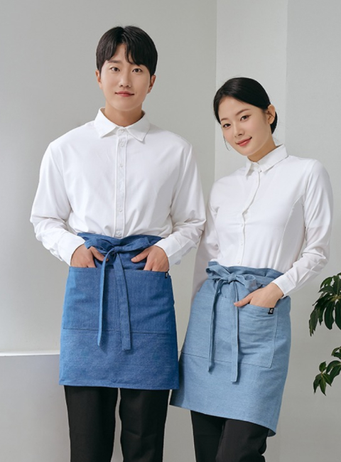 허리형 베이직 엉덩이덮개 데님 앞치마 (2color)